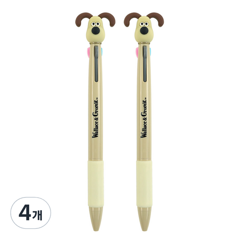 핑크풋 3000 월레스와 그로밋 피규어 3색 볼펜 0.7mm, 베이지, 4개