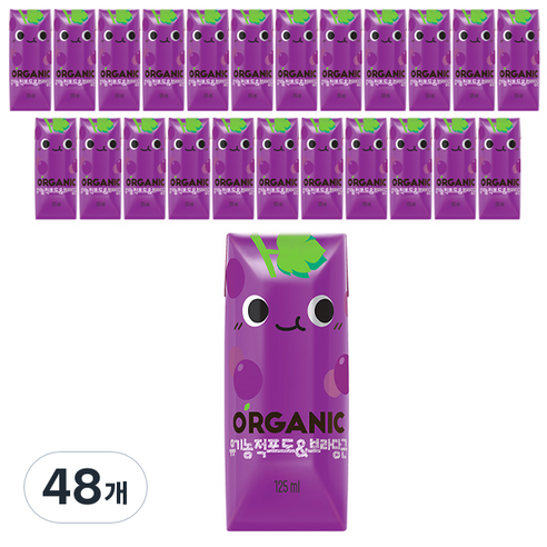 오가닉 적포도 주스, 125ml, 48개