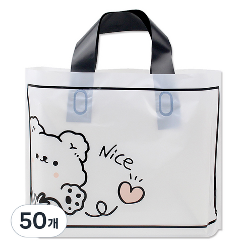 아이엔피 LDPE 손잡이 비닐백 중 35 x 25 cm, 05 나이스베어, 50개