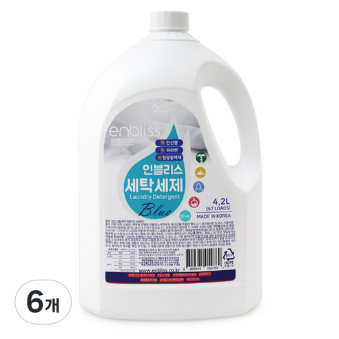 인블리스 블루 세탁세제 꽃향 본품, 4.2L, 6개