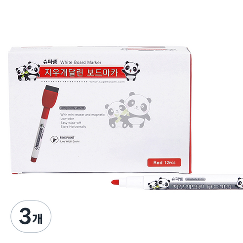 슈퍼쌤 지우개 달린 보드마카, 레드, 36개