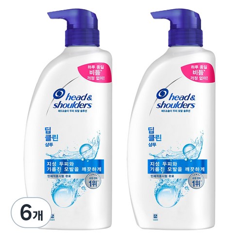 헤드앤숄더 딥 클린 샴푸, 850ml, 6개