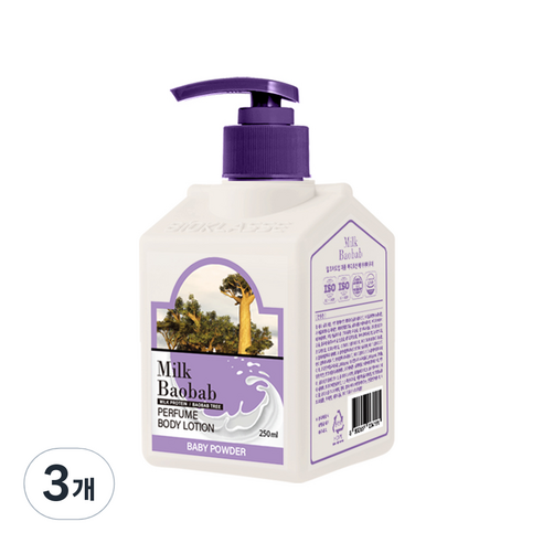 밀크바오밥 퍼퓸 바디로션 베이비파우더, 250ml, 3개