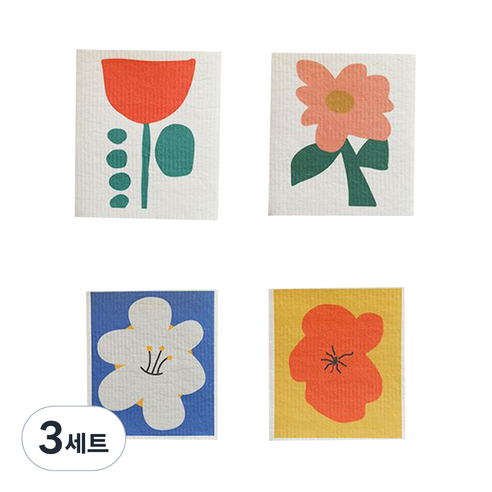 수아레뜨 셀룰로오스 플라워 패턴 행주 4종, 3세트