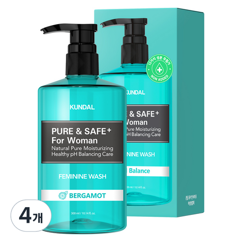 쿤달 퓨어 앤 세이프 여성청결제 베르가못향, 300ml, 4개