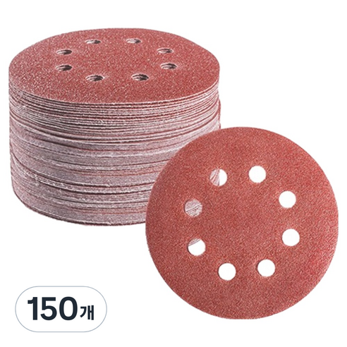 OON 원형 사포 샌딩 페이퍼 8홀 600방 125mm, 150개