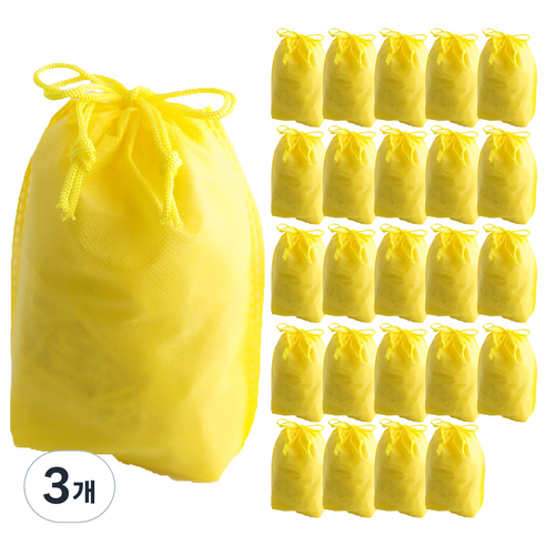 부직포 복주머니 더스트백 10 x 19 cm 25p, 옐로, 3개