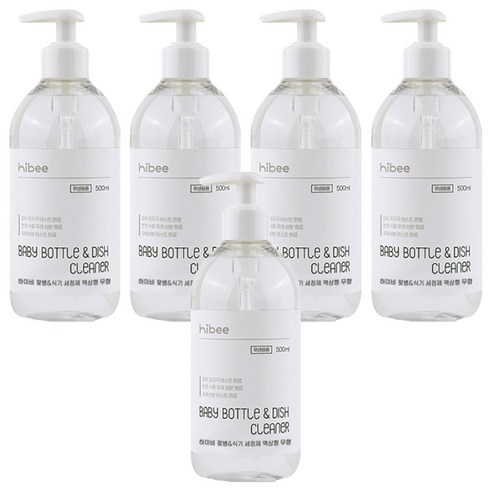 하이비 젖병 식기세정제 액상 용기 무향, 5개, 500ml