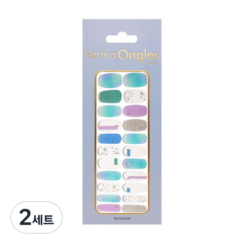 베르니아옹글스 리얼 젤네일 스티커 22p + 파일 + 알콜솜 세트, V-55 모던파스텔, 2세트
