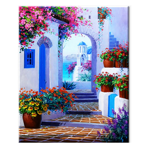 모모픽스페인팅 DIY 명화그리기 세트 60 x 75 cm, WP33 그리스 산토리니, 1세트