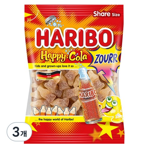 하리보 해피콜라 사우어 젤리, 200g, 3개