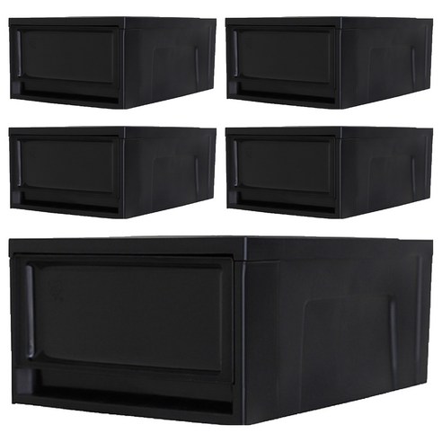 아이리스 1단 서랍함 BC-370, 블랙, 26.4 x 37 x 16 cm, 5개