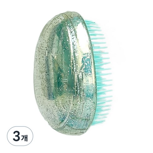 글링 뷰티페블 휴대용 컴팩트 헤어브러쉬, 민트, 3개