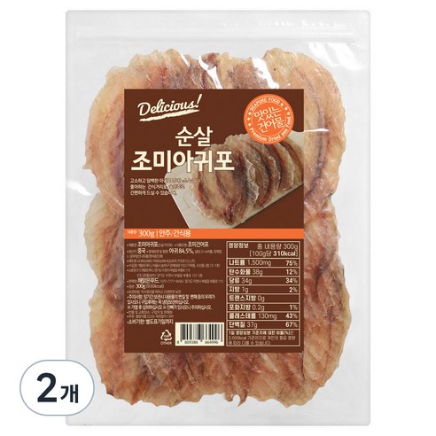 해맑은푸드 조미 순살 아귀포 대 300g, 2개