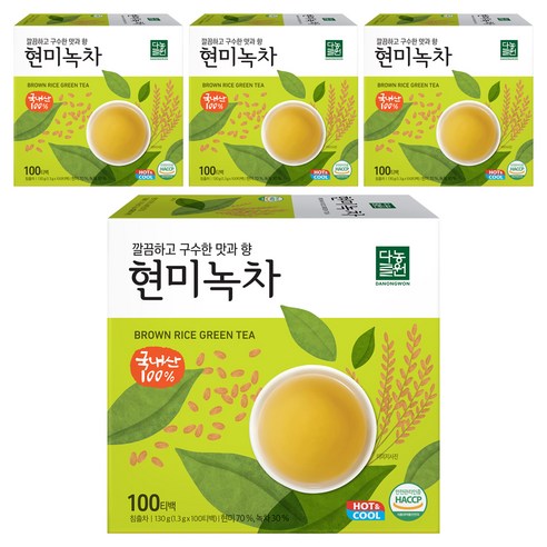 다농원 현미녹차 100티백, 1.3g, 100개입, 4개