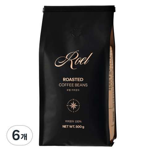로엘 에티오피아 커피 원두, 6개, 500g, 홀빈(분쇄안함)