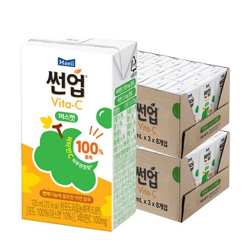 매일유업 썬업 Vita C 주스 머스캣, 125ml, 48개