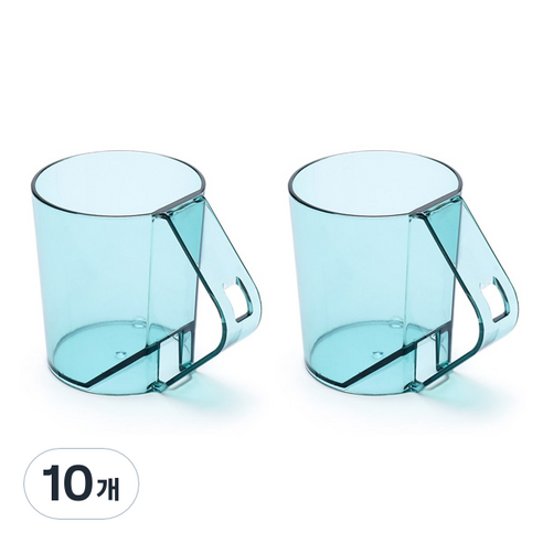 맥라이프 욕실 거꾸로 칫솔 꽂이 양치컵, 블루, 10개