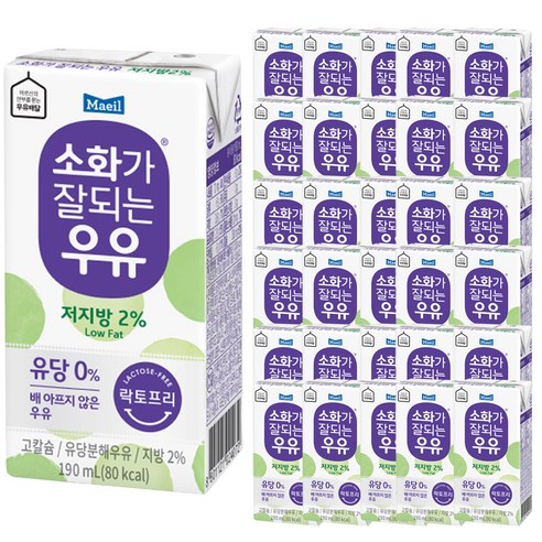 매일유업 소화가 잘되는 우유 저지방, 190ml, 96개