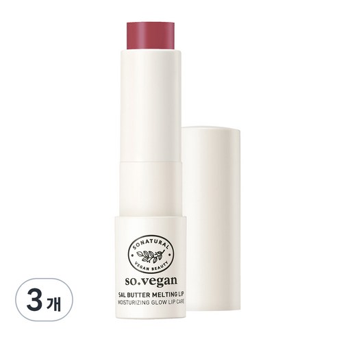쏘내추럴 쏘 비건 살버터 멜팅 립밤, 04 클리어 피그, 3.8g, 3개