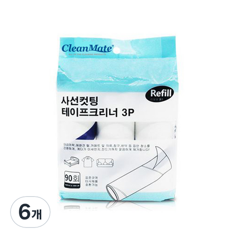 크린메이트 사선컷팅 테이프클리너 리필 3p, 6개, 16 x 3.8 cm