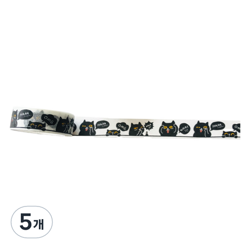특별한상점 DIY 다이어리꾸미기 테이프스티커, 검은 고양이, 5개