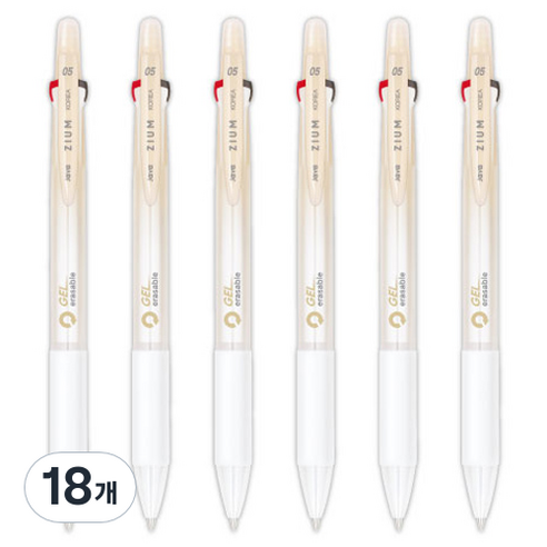 자바펜 지움3겔 지워지는 볼펜 0.5mm, 18개, 베이지