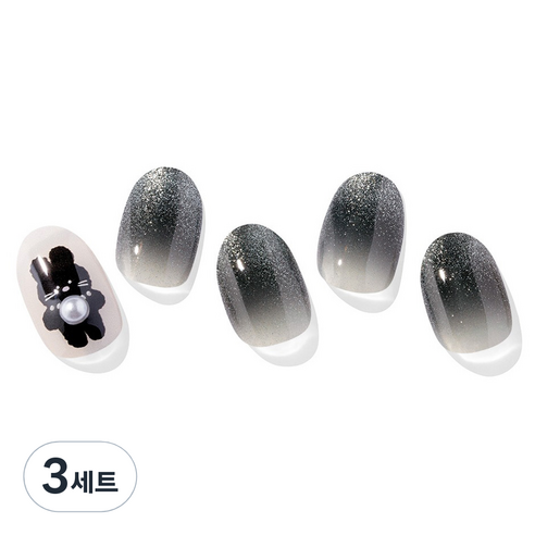 오호라 N 버니 네일스티커 세트, 블랙, 3세트