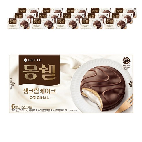 롯데제과 몽쉘 생크림케이크, 192g, 16개