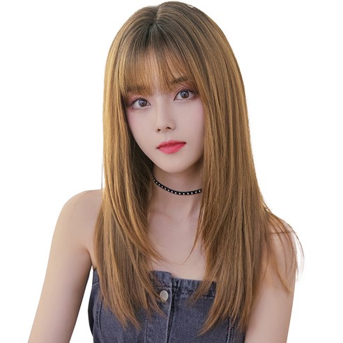 하이유니 레이어드 컷 헤어 긴머리 통가발 가발 57cm + 가발망 + 거치대 세트, 허니브라운, 1개