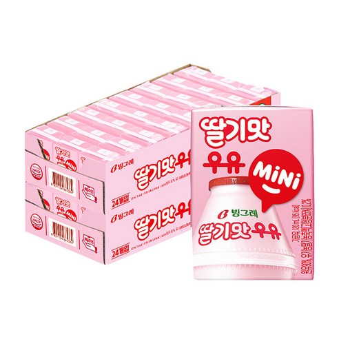 빙그레 딸기맛우유 mini, 120ml, 48개