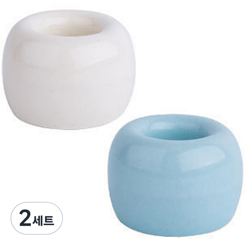 도자기 칫솔꽂이 2p, 블루 + 화이트, 2세트