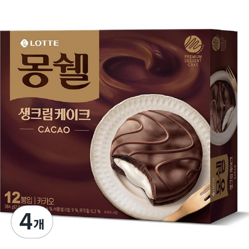 몽쉘 생크림케이크 카카오, 384g, 4개