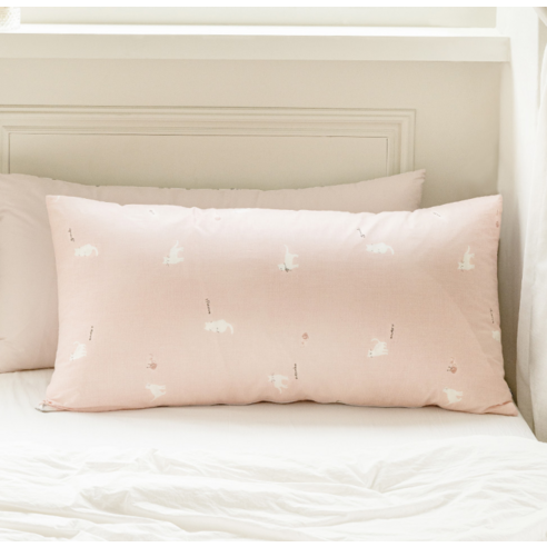 사랑스러운 핑크빛 위로, 쉬즈홈 순면 일자형 등 쿠션 커버