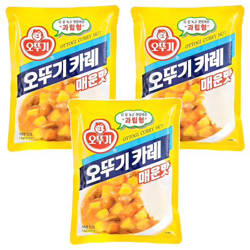 오뚜기 카레 매운맛, 1kg, 3개