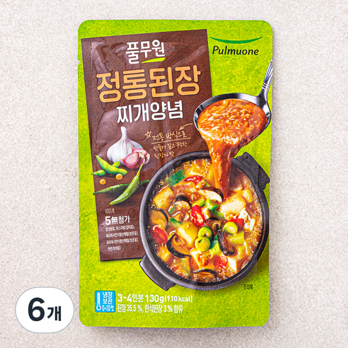 풀무원 정통된장 찌개양념, 130g, 6개
