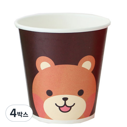 황씨네도시락 캐릭터 종이컵 곰, 4개