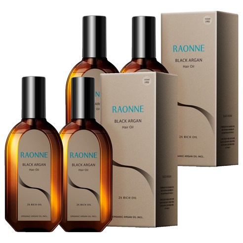 라온느 블랙 아르간 2X 리치 극손상 헤어오일, 4개, 100ml