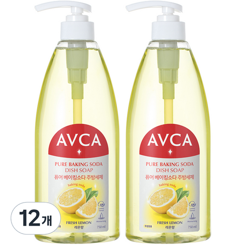 아브카 퓨어 베이킹소다 주방세제 레몬향, 12개, 750ml