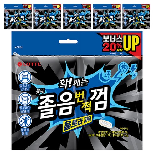 롯데웰푸드 졸음 번쩍 껌 울트라 파워, 96g, 6개 - 일반껌 | 쿠팡
