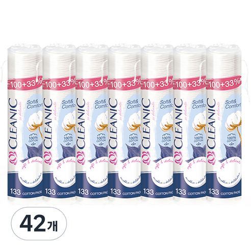 클레아닉 Pro Silk 소프트 앤 컴포트 화장솜, 133매입, 42개