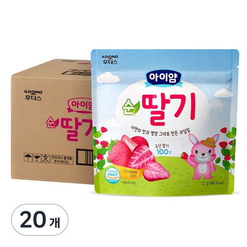 일동후디스 아이얌 동결건조 과일칩 순딸기, 12g, 20개 아이가없는집