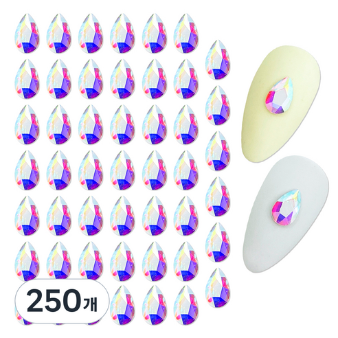 메이브라운 네일 물방울 스톤 4 x 8 mm, AB, 250개