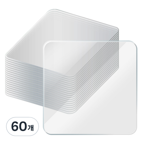 코멧 강력한 접착과 깔끔하게 제거하는 정사각 실리콘 투명 양면 테이프 6x6cm, 60개