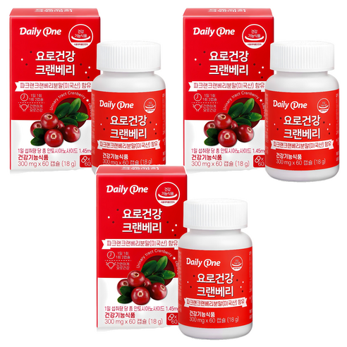 데일리원 요로건강 크랜베리, 60정, 3개