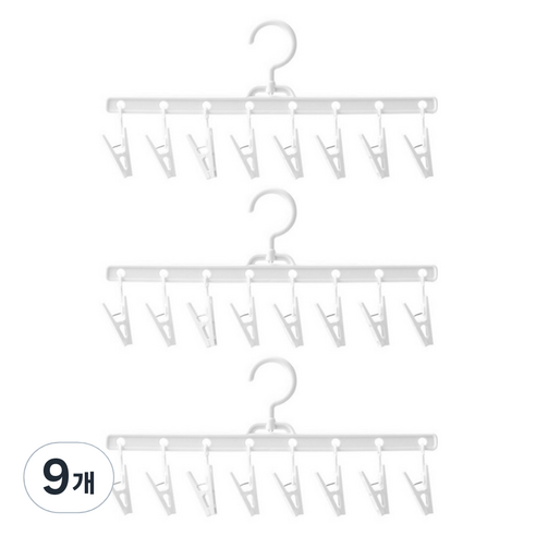일상핏 모자 집게 다용도 걸이, 화이트, 9개