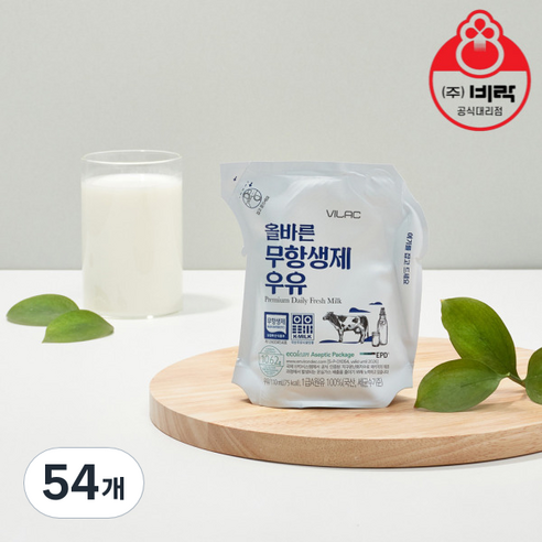 비락 올바른 무항생제 우유 110ml, 54개