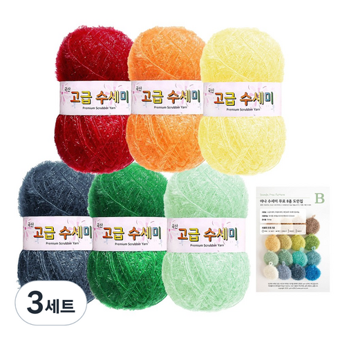 yarna 고흐 수세미 80g x 6p + 도안 B 명화컨셉 세트, 3세트, 6 꽃 피는 정원