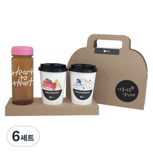 1AM 쥬뗌므 블랜딩 프리미엄 차세트 분홍뚜껑, 보틀 + 스티커 Heart to H + 루비 캐모마일 3p + 얼그레이 블라썸 3p + 크라프트 아름다운 당신께, 6세트