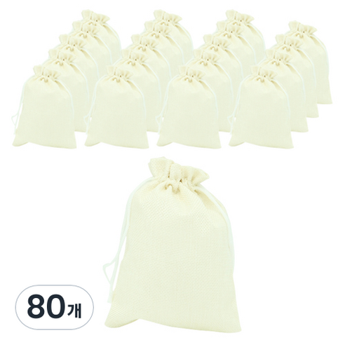 도나앤데코 컬러 마소재 주머니 소, 아이보리, 80개